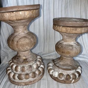 TWO Candle Sticks Rustic Glam Farmhouse